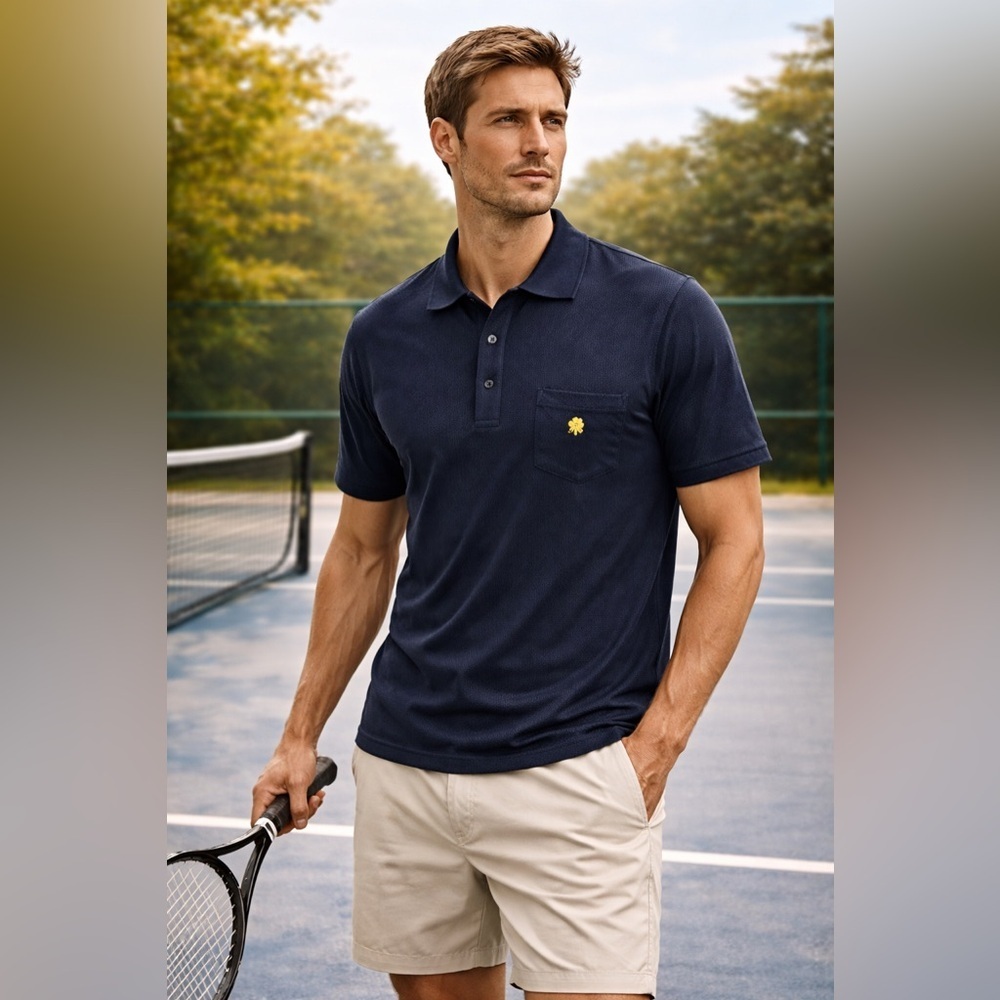Montagut Paris Navy Polo Shirt Size 7 Mens Luxury Tennis Pocket